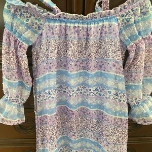 Off the shoulder girls peasant dress kneelength